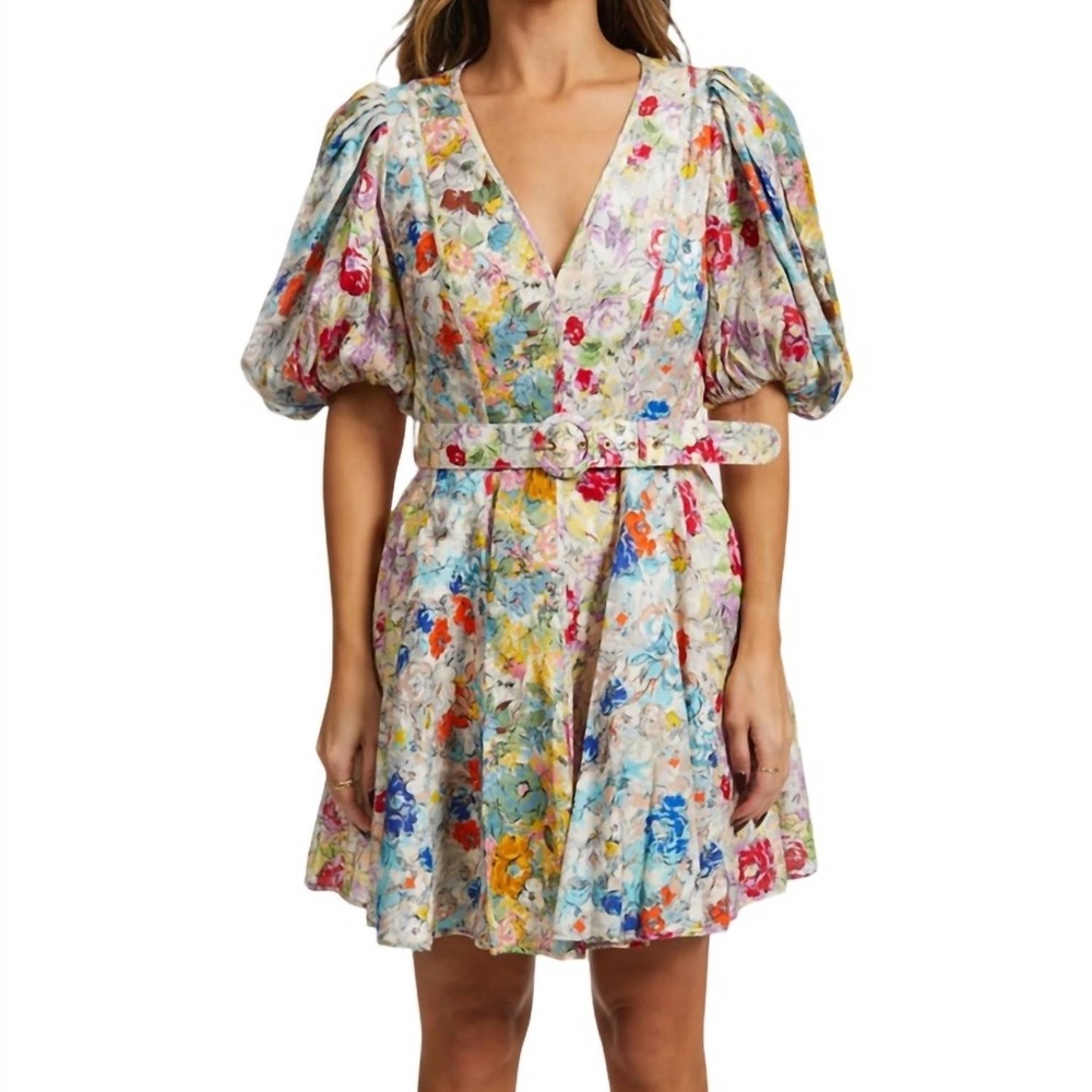 ZIMMERMANN clover floral printed mini dress